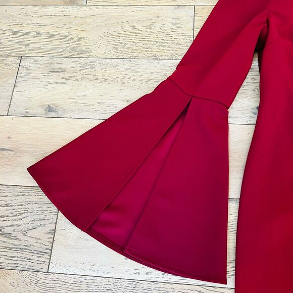 Dark Red Mini Dress Medium Off Shoulder Bell Sleeve Renaissance Prom Gothic - Picture 6 of 16